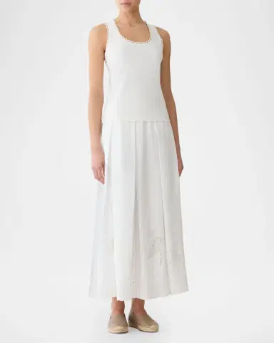 Lafayette 148 New York Crochet-Trim Cotton Rib Tank Top | Thumbnail 2 Lafayette 148 New York Crochet-Trim Cotton Rib Tank Top | Thumbnail 2