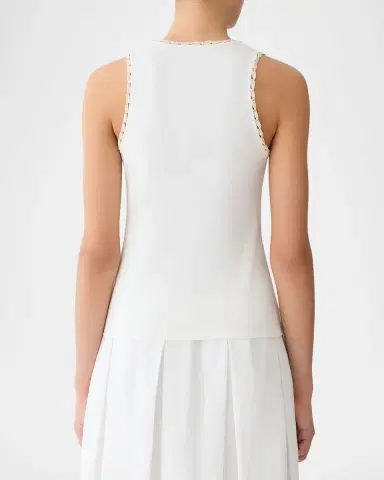Lafayette 148 New York Crochet-Trim Cotton Rib Tank Top | Thumbnail 3 Lafayette 148 New York Crochet-Trim Cotton Rib Tank Top | Thumbnail 3