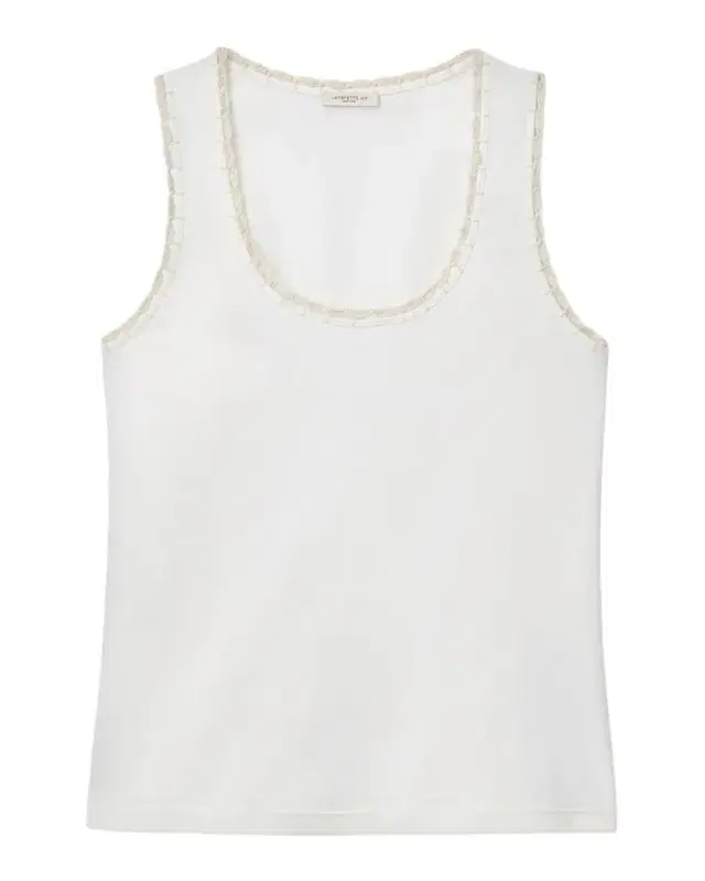 Lafayette 148 New York Crochet-Trim Cotton Rib Tank Top