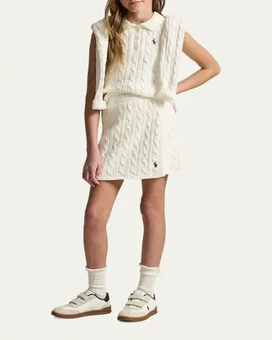 Polo Ralph Lauren Little Girl's & Girl's Cotton Polo Sweater & Faux-Wrap Skirt | Thumbnail 3