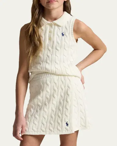 Polo Ralph Lauren Little Girl's & Girl's Cotton Polo Sweater & Faux-Wrap Skirt | Thumbnail 4