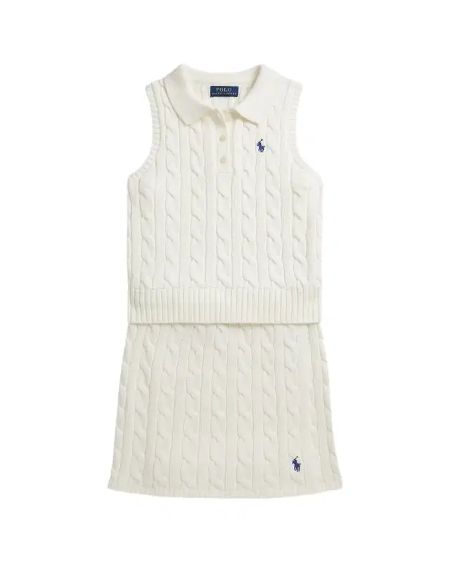 Little Girl's & Girl's Cotton Polo Sweater & Faux-Wrap Skirt