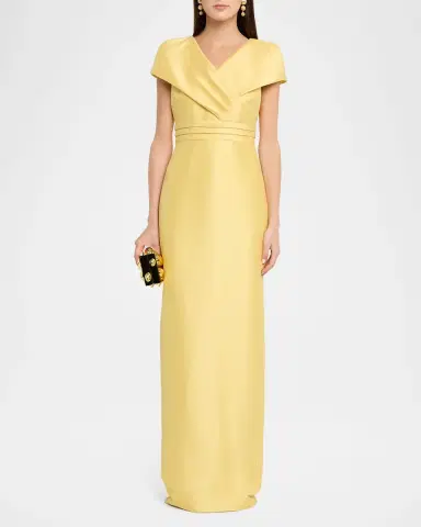 BADGLEY MISCHKA Faux-Wrap Mikado Column Gown | Thumbnail 2 BADGLEY MISCHKA Faux-Wrap Mikado Column Gown | Thumbnail 2
