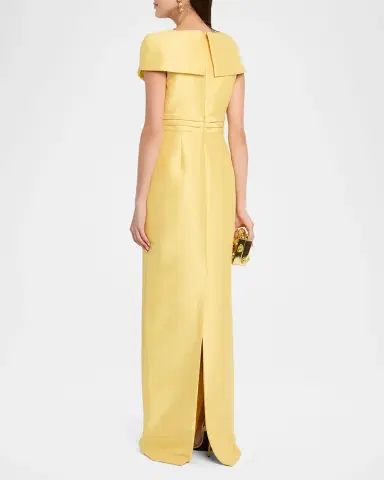 BADGLEY MISCHKA Faux-Wrap Mikado Column Gown | Thumbnail 3 BADGLEY MISCHKA Faux-Wrap Mikado Column Gown | Thumbnail 3