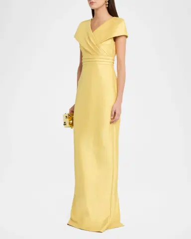 BADGLEY MISCHKA Faux-Wrap Mikado Column Gown | Thumbnail 4 BADGLEY MISCHKA Faux-Wrap Mikado Column Gown | Thumbnail 4