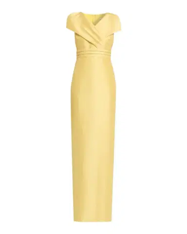 BADGLEY MISCHKA Faux-Wrap Mikado Column Gown | Thumbnail 1 BADGLEY MISCHKA Faux-Wrap Mikado Column Gown | Thumbnail 1