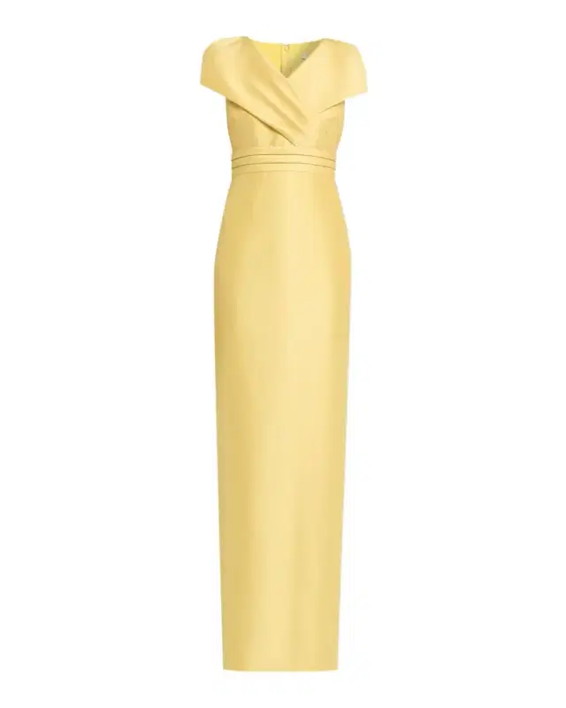 Faux-Wrap Mikado Column Gown