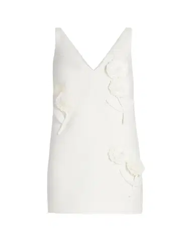Self-Portrait Embellished Flower Crepe Mini Dress | Thumbnail 1