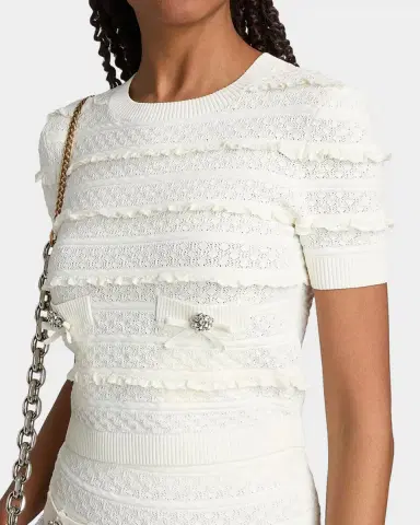 Self-Portrait Pointelle Knit Crop Top | Thumbnail 5 Self-Portrait Pointelle Knit Crop Top | Thumbnail 5