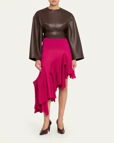 Alaïa Asymmetric Godet Ruffle Midi Skirt | Thumbnail 3