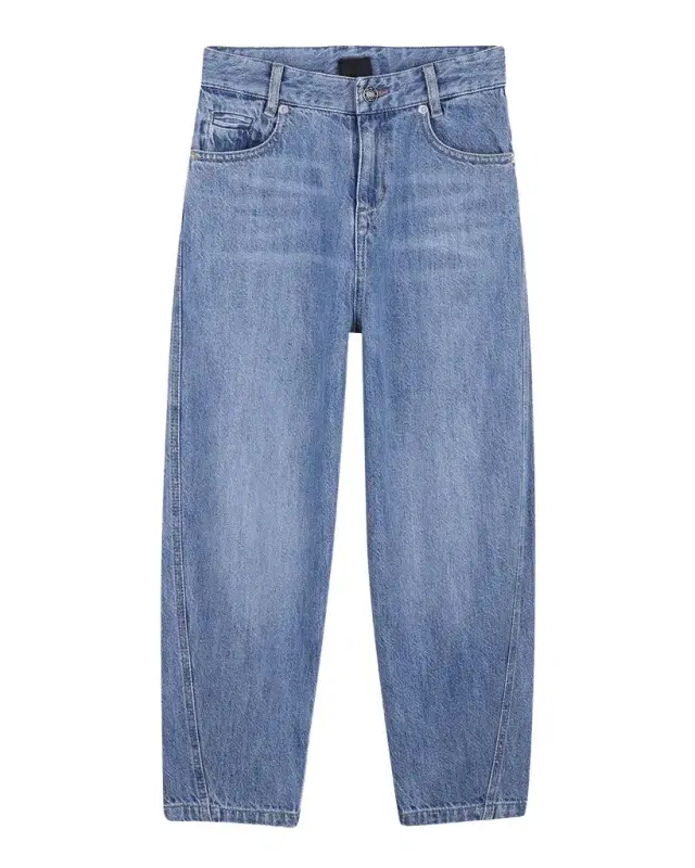 Boy's Barrel-Leg Cotton Denim Jeans, Size 8