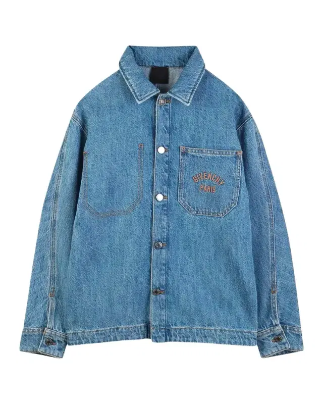 Boy 's Logo-Embroidered Cotton Denim Overshirt, Size -14