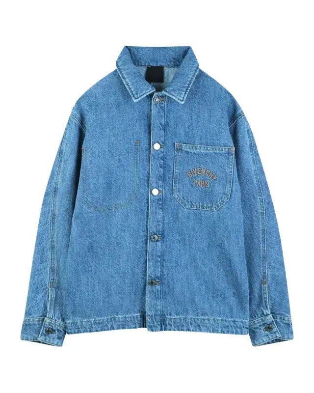 Boy 's Logo-Embroidered Cotton Denim Overshirt, Size 4-6