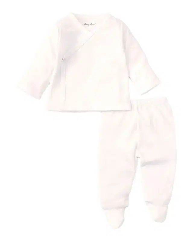 Kissy Kissy Kid 's Pointelle Cross Tee and Footed Pants, Size Newborn-6M