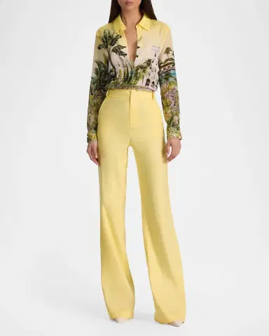 ALICE + OLIVIA Lula Linen-Blend Flare Pants | Thumbnail 2 ALICE + OLIVIA Lula Linen-Blend Flare Pants | Thumbnail 2