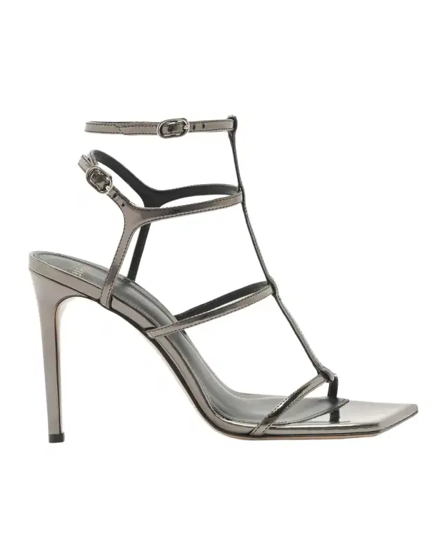 100mm Amanda Metallic Leather Sandals