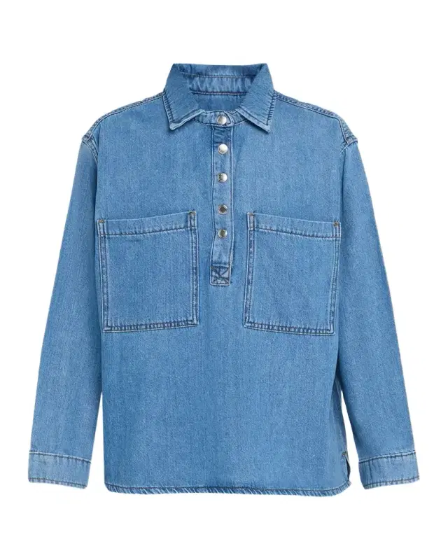 The Easy Denim Popover Top