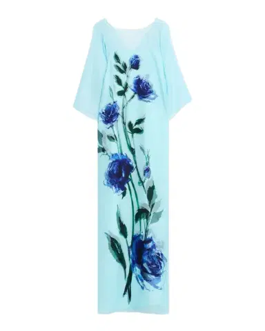 Rickie Freeman for Teri Jon Floral-Print Chiffon Draped Gown | Thumbnail 1