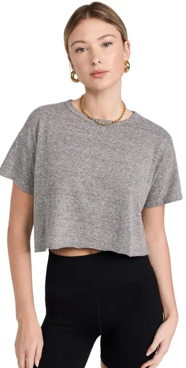 Year of Ours YOS Cropped Tee Heathered Grey L | Thumbnail 1
