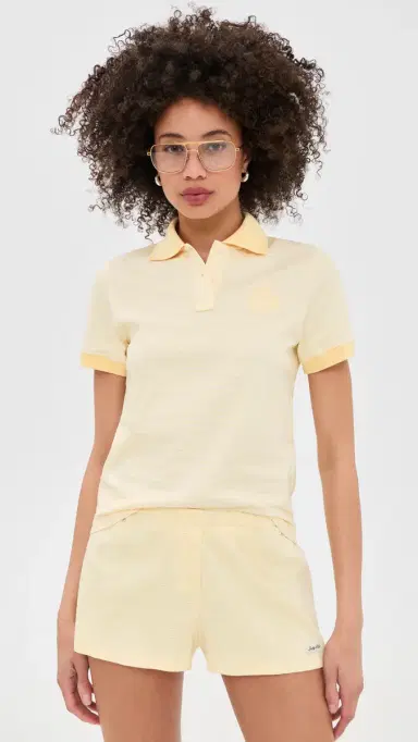 Sporty & Rich NY Crest Prep Polo Almond Striped M | Thumbnail 2 Sporty & Rich NY Crest Prep Polo Almond Striped M | Thumbnail 2