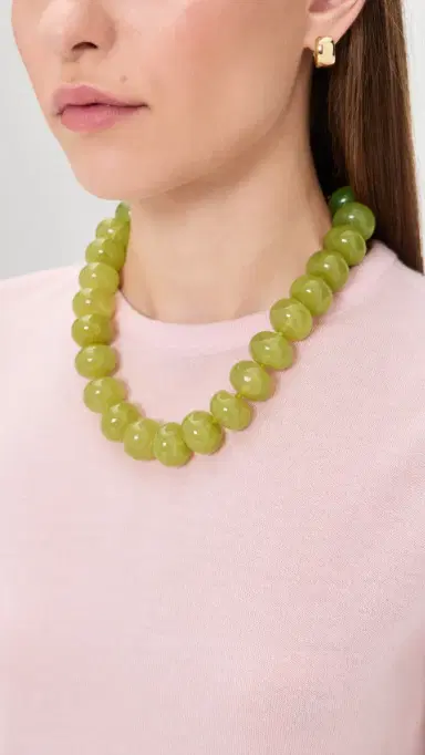 BaubleBar Joan Semi Precious Necklace Olive One Size | Thumbnail 3