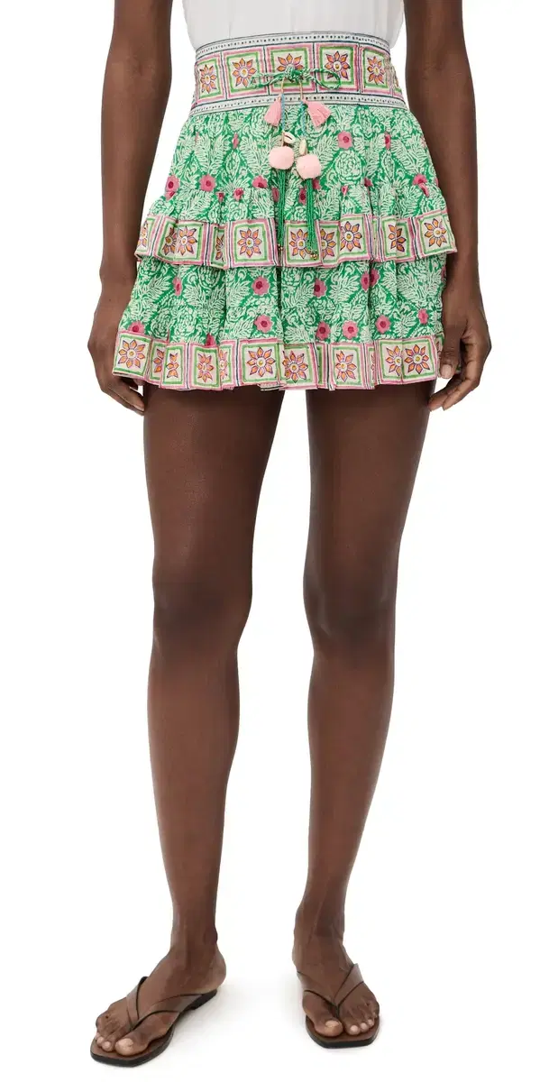 Bek ini Skirt Green with Pink Flower