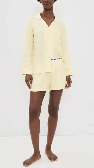 Stripe & Stare Ecovero Pajama Top Lemon Sorbet L | Thumbnail 5