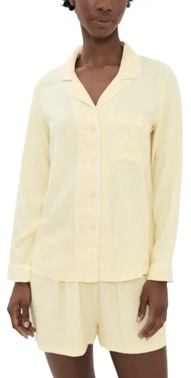 Stripe & Stare Ecovero Pajama Top Lemon Sorbet L | Thumbnail 1
