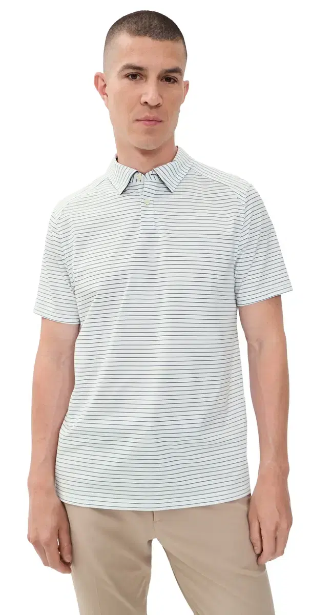 Rhone Commuter Polo White/Navy Pinstripe