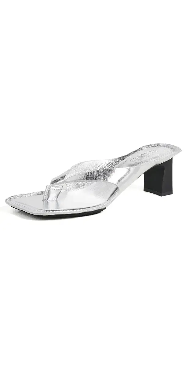 MM6 Maison Margiela Anatomic Leather Flip Flop Mules Silver