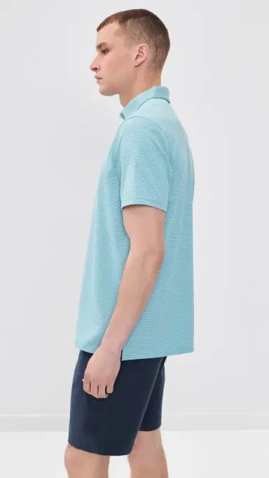 Rhone Drive Time Polo Shirt Azure Blue tripe | Thumbnail 4 Rhone Drive Time Polo Shirt Azure Blue tripe | Thumbnail 4