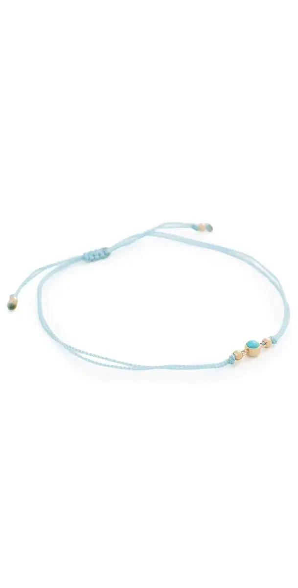Zoe Chicco 14k Bezel Turquoise Cord Bracelet 14k Yellow Gold One Size