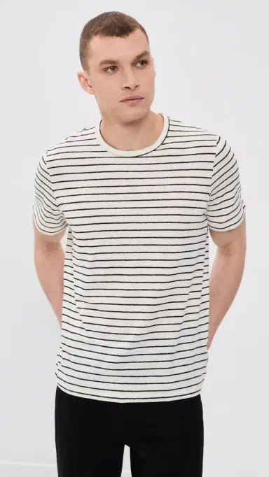 Onia Stretch Linen Tee Midnight/Egret | Thumbnail 2 Onia Stretch Linen Tee Midnight/Egret | Thumbnail 2