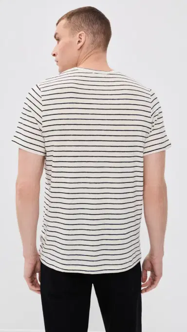 Onia Stretch Linen Tee Midnight/Egret | Thumbnail 3 Onia Stretch Linen Tee Midnight/Egret | Thumbnail 3