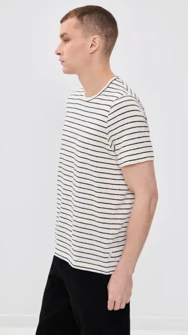 Onia Stretch Linen Tee Midnight/Egret | Thumbnail 4 Onia Stretch Linen Tee Midnight/Egret | Thumbnail 4