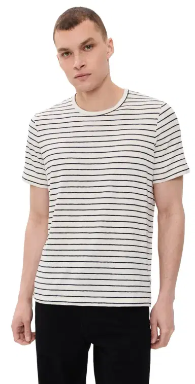 Onia Stretch Linen Tee Midnight/Egret | Thumbnail 1 Onia Stretch Linen Tee Midnight/Egret | Thumbnail 1