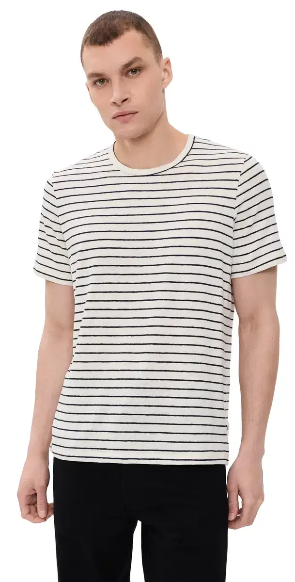tretch Linen Tee Midnight/Egret