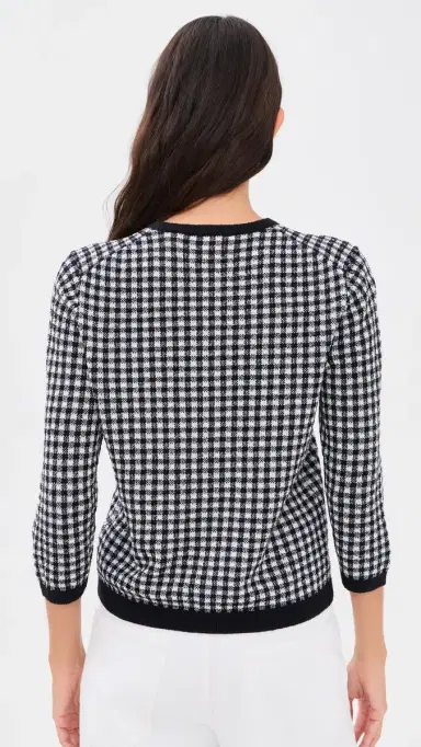 Vince Gingham Cardigan Black/Off White | Thumbnail 3
