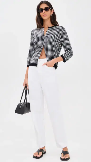 Vince Gingham Cardigan Black/Off White | Thumbnail 5