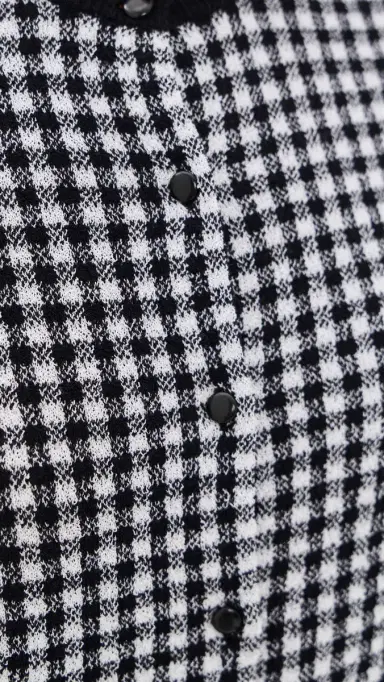 Vince Gingham Cardigan Black/Off White | Thumbnail 6
