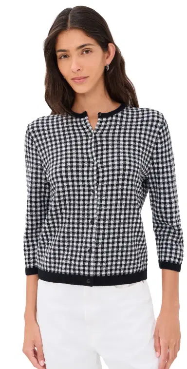 Vince Gingham Cardigan Black/Off White | Thumbnail 1