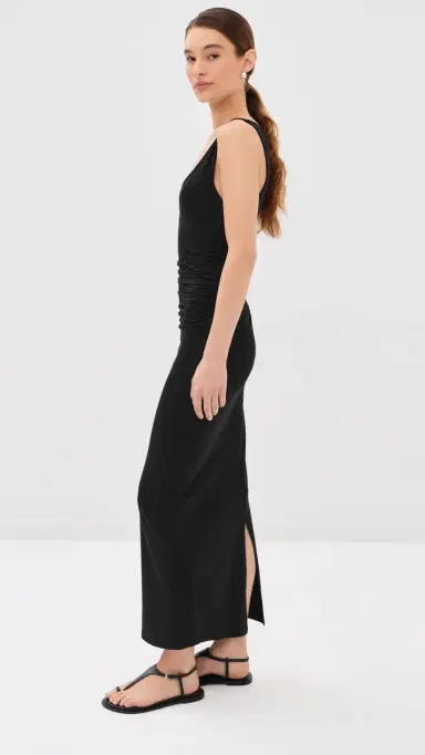 Another Tomorrow Ruched Tank Dress Black M | Thumbnail 4