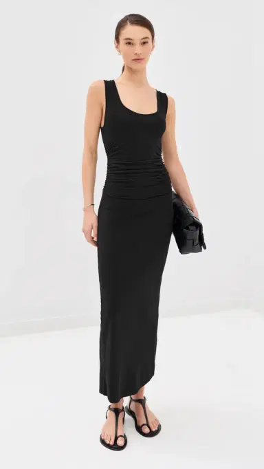 Another Tomorrow Ruched Tank Dress Black M | Thumbnail 5