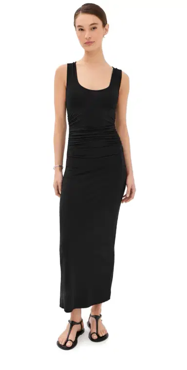 Another Tomorrow Ruched Tank Dress Black M | Thumbnail 1