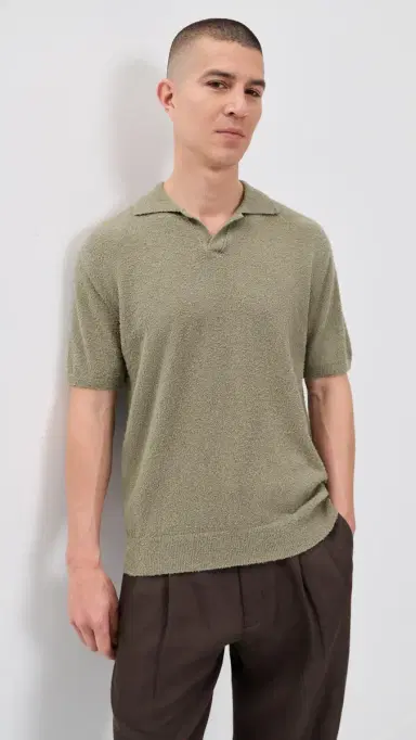 Closed Boucle Knit Polo Pebble Green S | Thumbnail 2