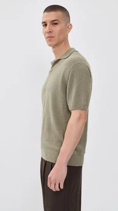 Closed Boucle Knit Polo Pebble Green S | Thumbnail 4