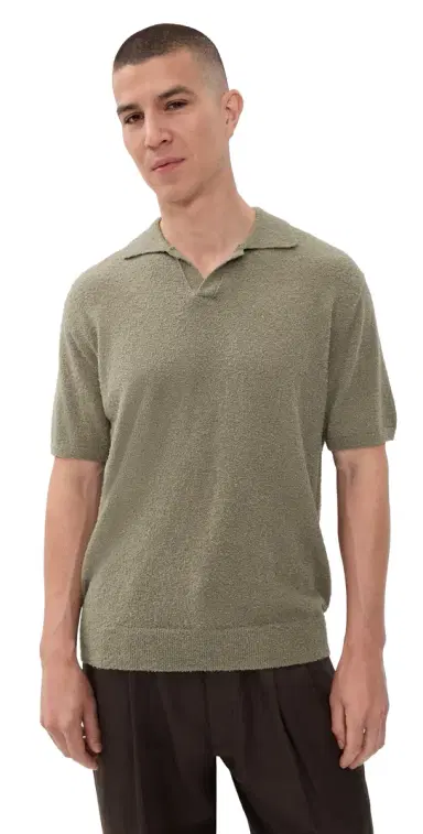 Closed Boucle Knit Polo Pebble Green S | Thumbnail 1