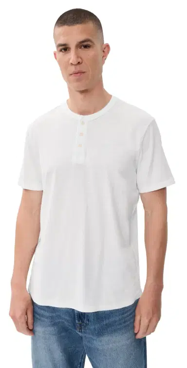 Marine Layer Hemp Cotton Henley Tee White L | Thumbnail 1