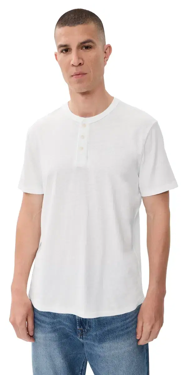Hemp Cotton Henley Tee White