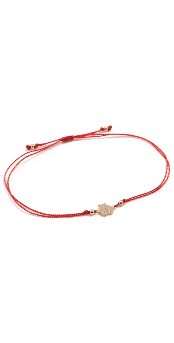 14k Gold Ladybug Cord Bracelet 14k Yellow Gold One Size